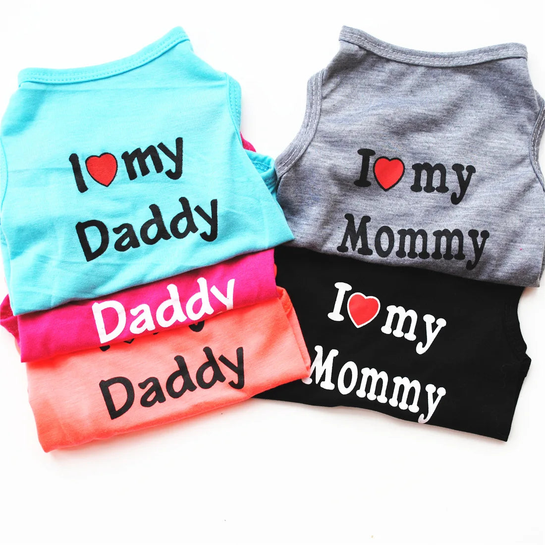 "I Love My Mommy/ I Love My Daddy" Dog Vest – Spring Pet Shirt for Small Dogs & Cats