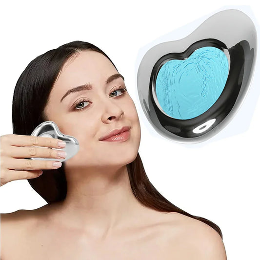 LSHOW Stainless Steel Ice Roller & Gua Sha Board Set – Facial Cryo Massager for Skin Care, Puffiness, Dark Circles & Pore Reduction