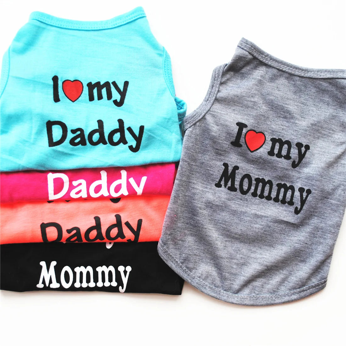 "I Love My Mommy/ I Love My Daddy" Dog Vest – Spring Pet Shirt for Small Dogs & Cats