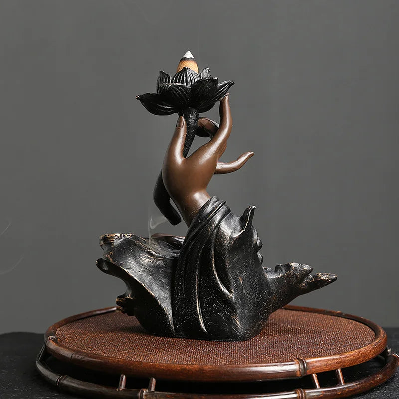 Resin Zen Incense Censer - Buddha Hand Backflow Waterfall Incense Burner