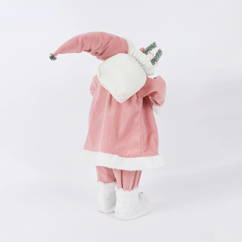 Pink Santa Claus Dolls – Christmas Standing Figurines for Holiday Decorations, Ornaments, and Gifts