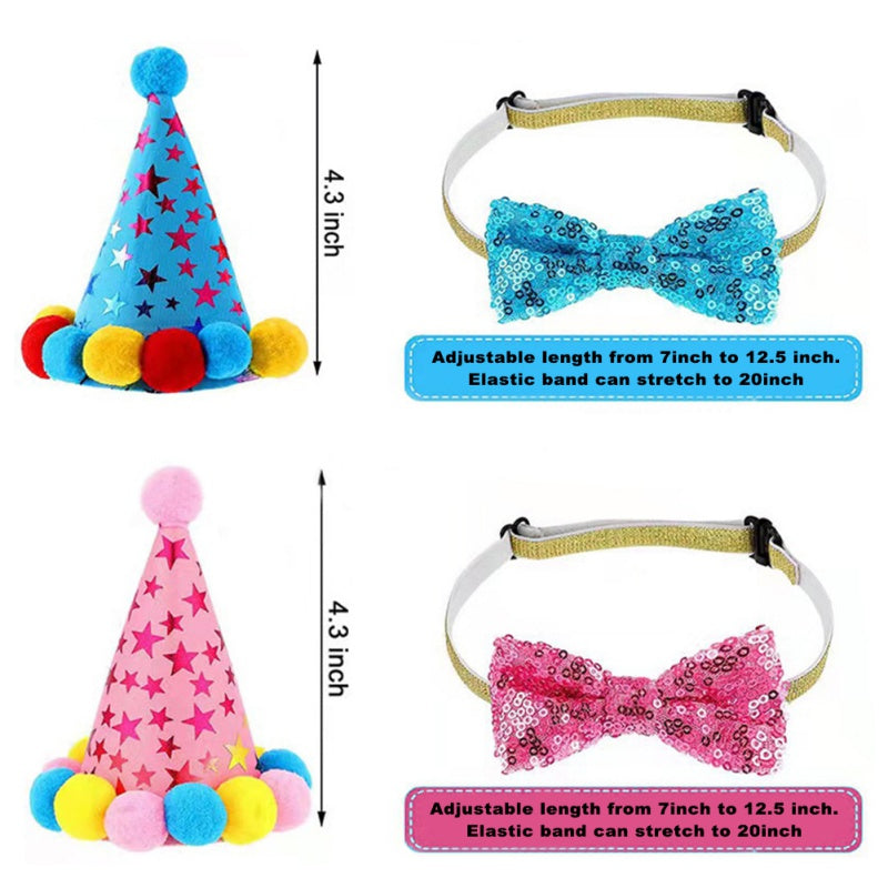 Pets Happy Birthday Decoration Set – Dog & Cat Party Accessories with Hats, Bandana, Bowtie & Banner