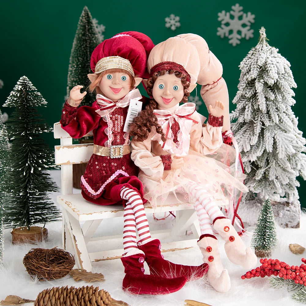 Bendable Christmas Elf Dolls – 50cm/19.6in Magical Holiday Ornaments (2 PCS Set)