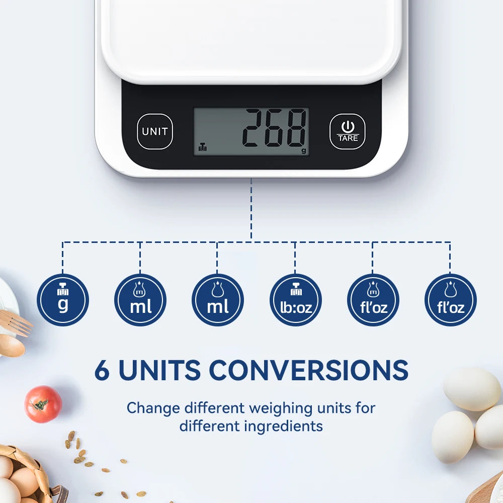 iComon 5kg/0.1g Smart Digital Kitchen Scale with Nutrition Calculator App – Precision Food Scale for Cooking and Baking