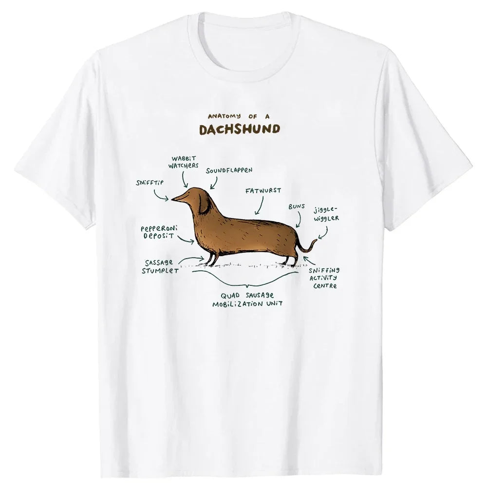 Hilarious Dachshund Anatomy T-Shirt – Perfect for Dog Lovers! Unisex Cotton Tee for Casual Streetwear 🐾😂