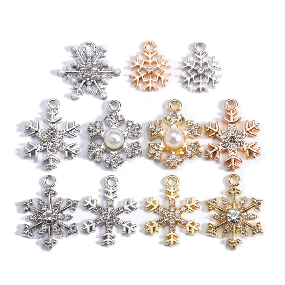 Exquisite 15-Piece Snowflake Christmas Charm Jewelry Set – Festive Crystal Pendants for DIY Earrings & Necklaces ❄️🎄