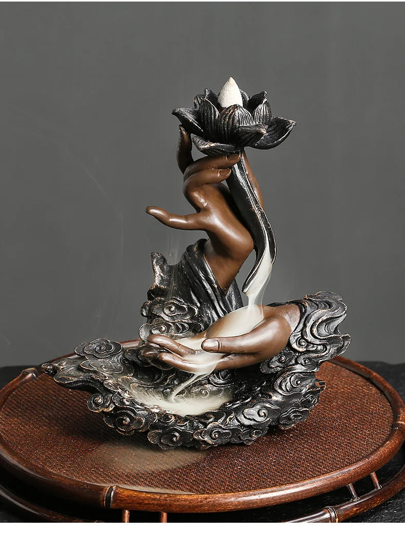 Resin Zen Incense Censer - Buddha Hand Backflow Waterfall Incense Burner