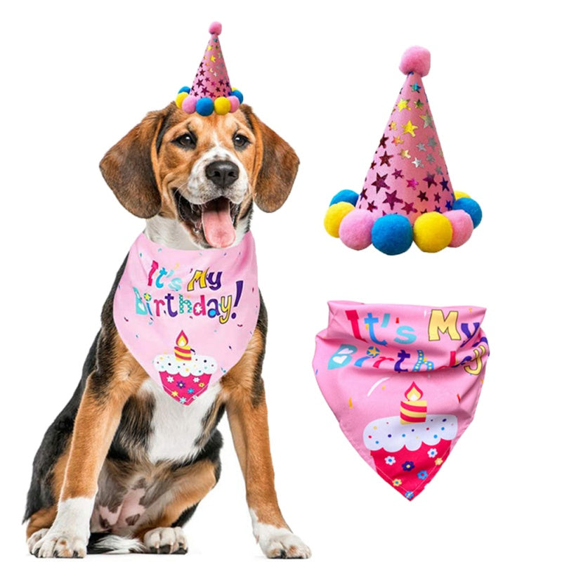 Pets Happy Birthday Decoration Set – Dog & Cat Party Accessories with Hats, Bandana, Bowtie & Banner