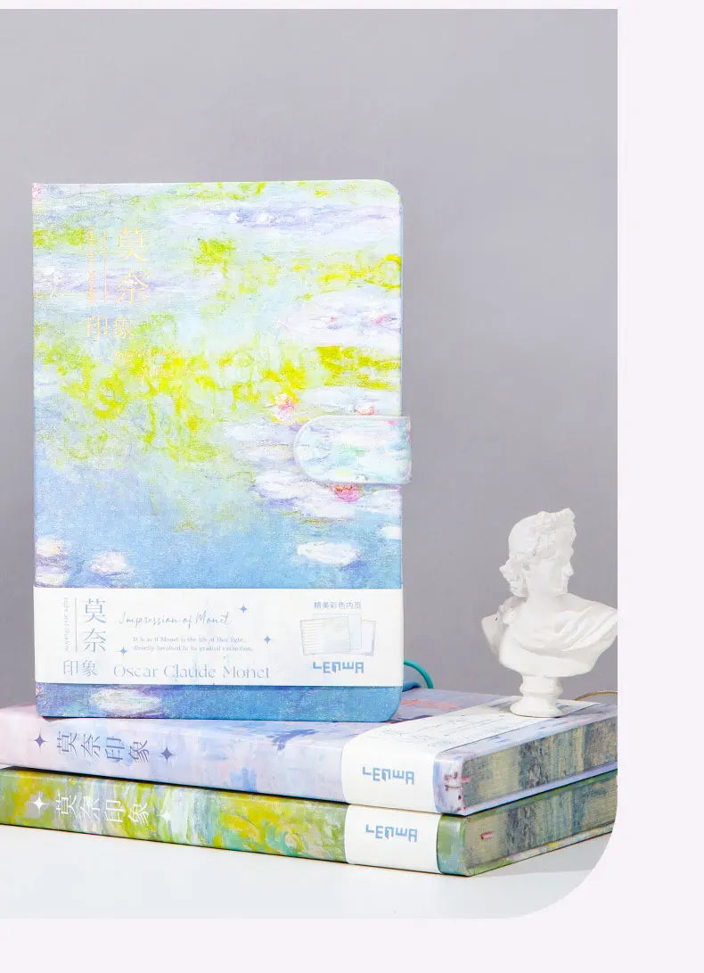 B6 Magnetic Buckle Notebook – Monet & Van Gogh Famous Painting Series 🎨✨ 128 Sheets, Full Color Pages