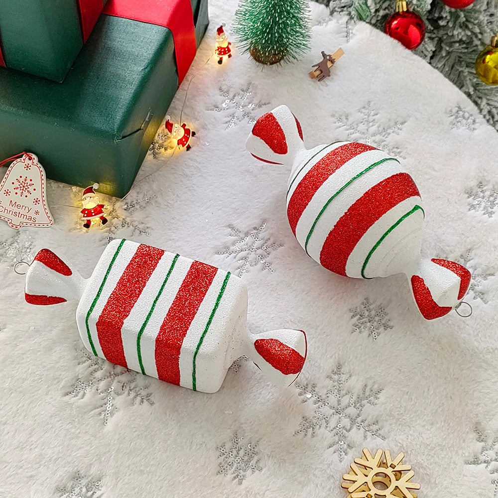 Big Size Candy-Shaped Christmas Ornaments – Hanging Candy Canes & Lollipop Tree Balls for Festive Decor