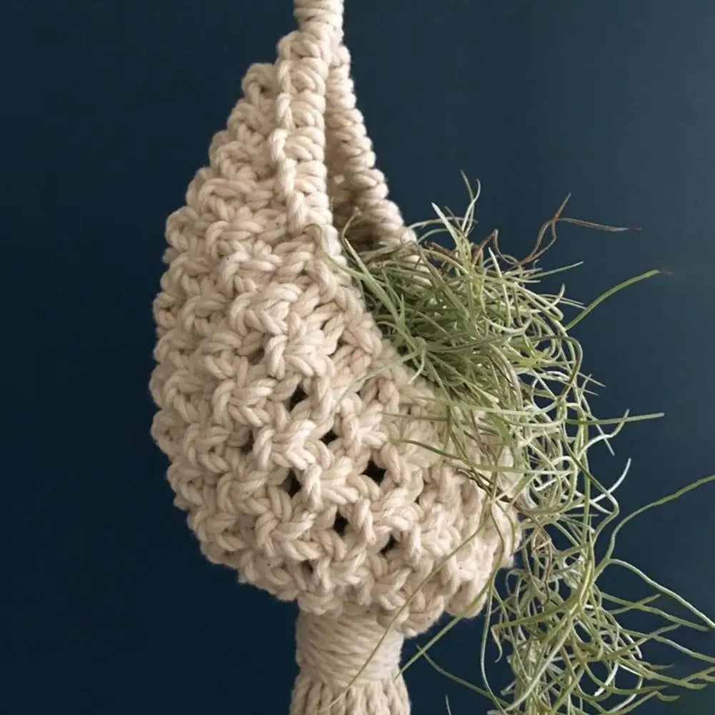 Pineapple-Shaped Cotton Macrame Hanging Basket – Mini Planter for Indoor & Outdoor Decor