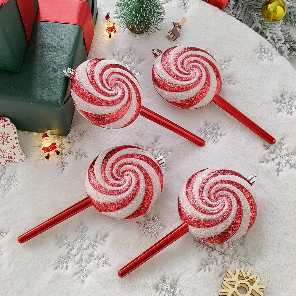 Big Size Candy-Shaped Christmas Ornaments – Hanging Candy Canes & Lollipop Tree Balls for Festive Decor