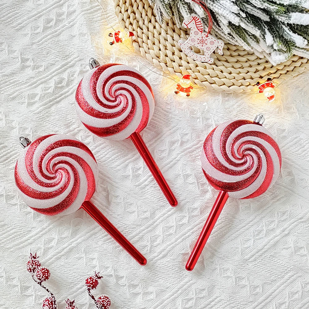 Big Size Candy-Shaped Christmas Ornaments – Hanging Candy Canes & Lollipop Tree Balls for Festive Decor