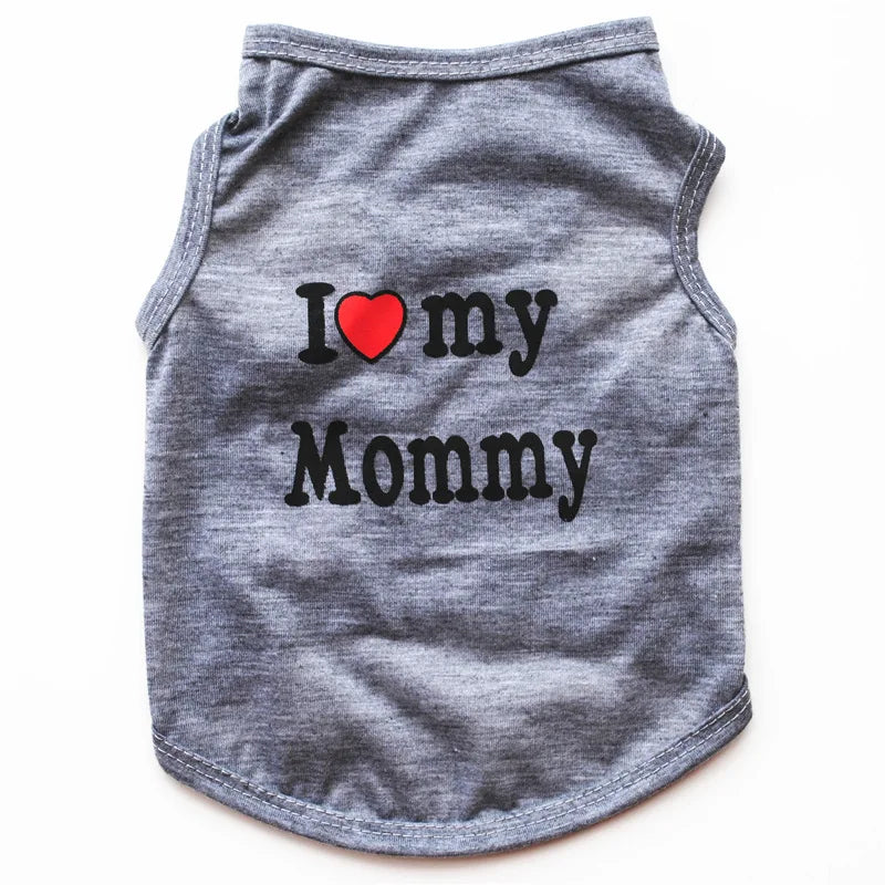 "I Love My Mommy/ I Love My Daddy" Dog Vest – Spring Pet Shirt for Small Dogs & Cats