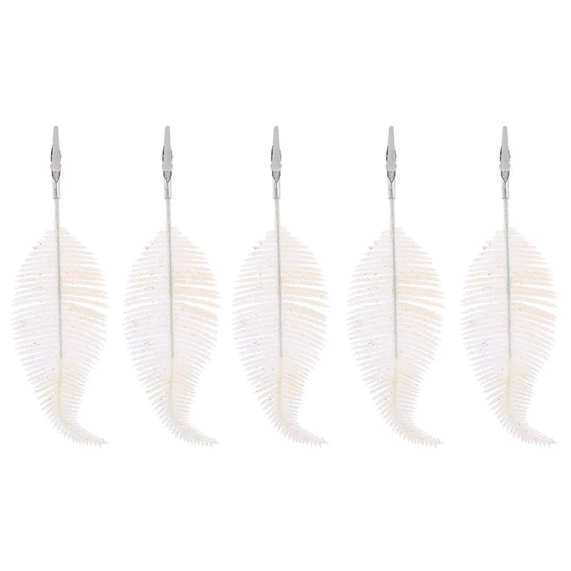 5Pcs Glittering Feather Artificial Leaves Clip – Christmas Tree Ornaments for Home & Party Decorations