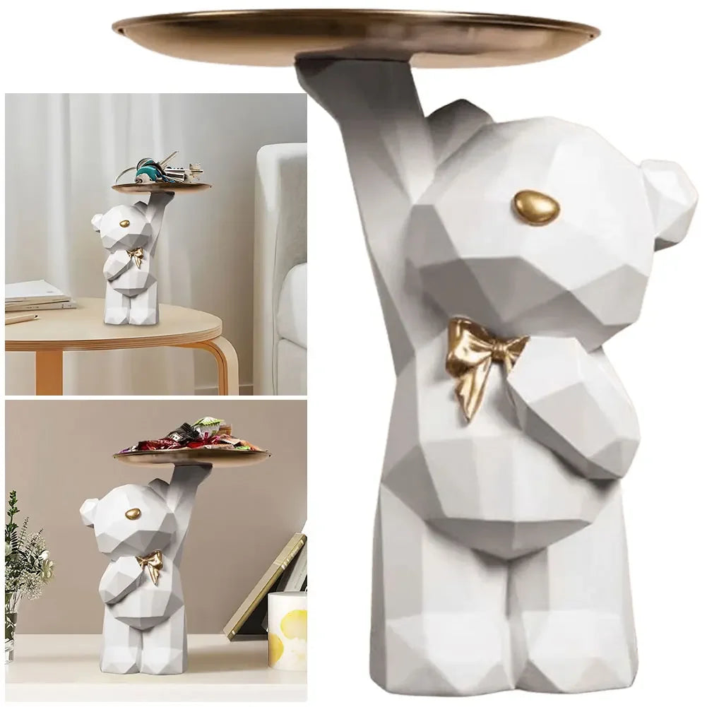 Geometric Bear Resin Storage Box – Modern Desk Decoration & Sundries Organizer