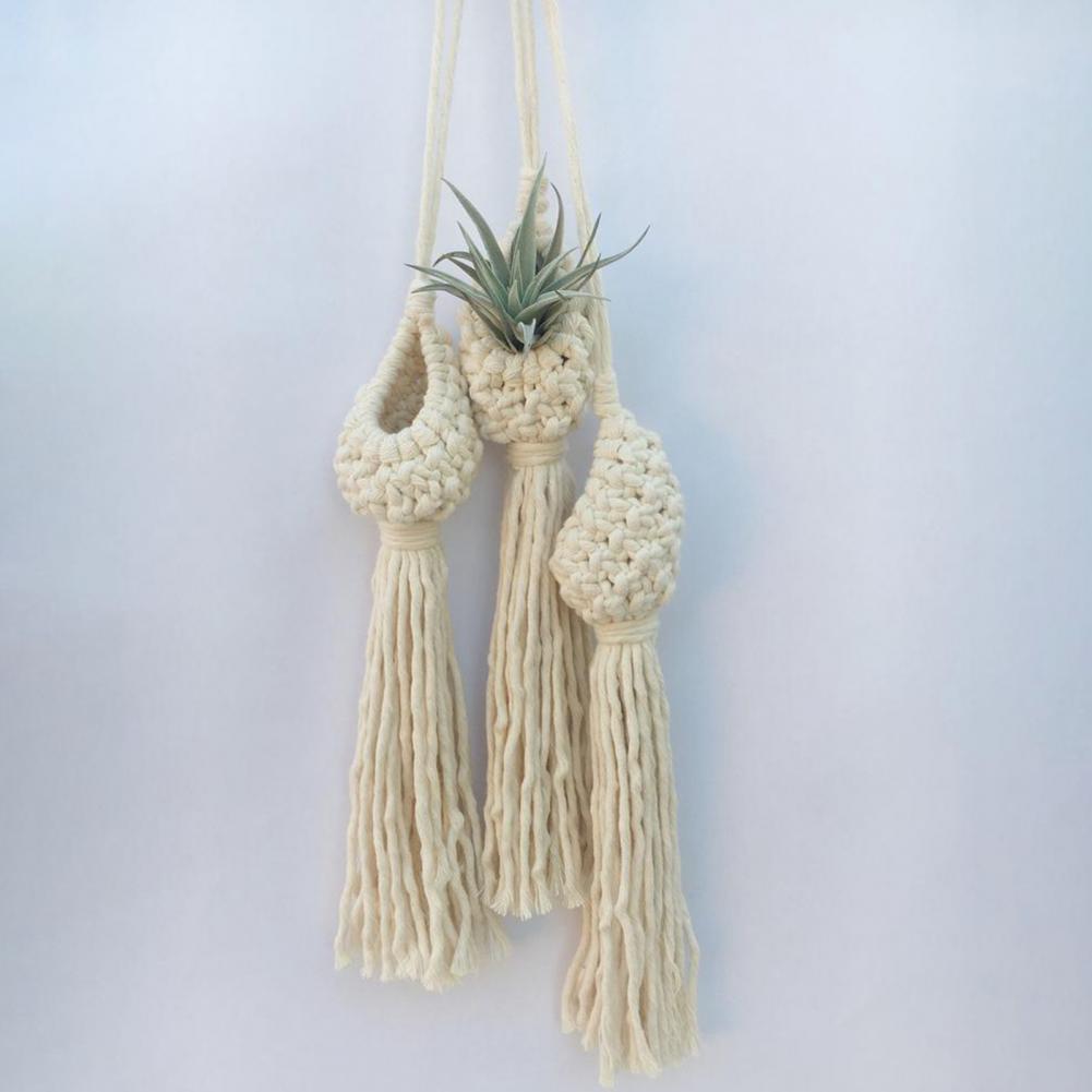 Pineapple-Shaped Cotton Macrame Hanging Basket – Mini Planter for Indoor & Outdoor Decor