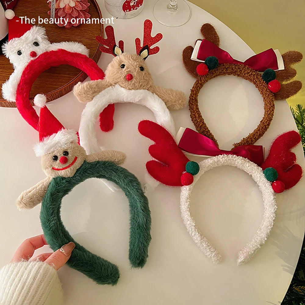 Cute Plush Elk Hair Hoop – Christmas Deer Antlers Headband for Women’s Holiday Dress Up