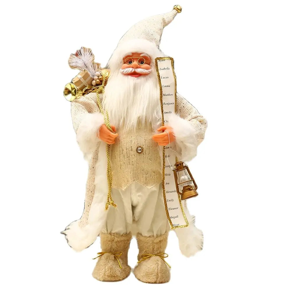 Gilded White Robe Santa Claus Plush Doll – Christmas & New Year Home Decoration