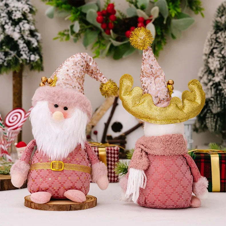 Christmas Pink Santa Claus, Snowman, & Reindeer Telescopic Doll – Festive Home Decorations & Kids Gifts