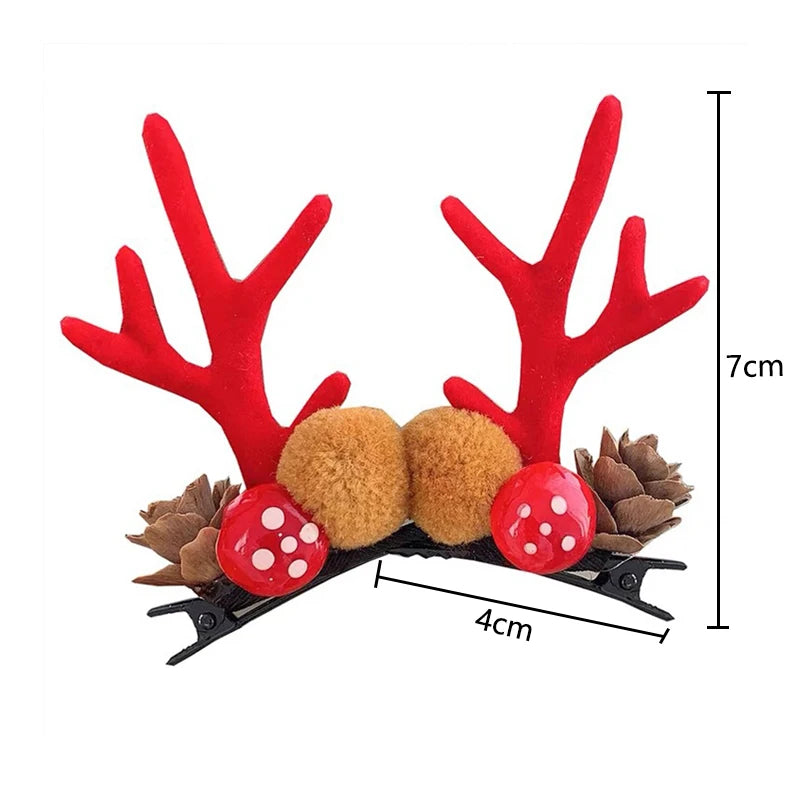 Cute Christmas Antler Deer Ear Hair Clips – Festive Holiday Barrettes for Women & Girls 🎄✨ Perfect for Xmas Parties!