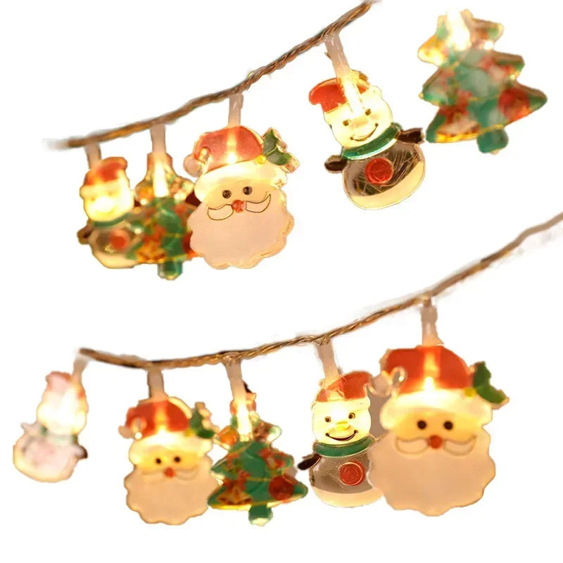 Battery-Operated Santa Claus & Snowman LED String Lights – Festive Holiday Garland