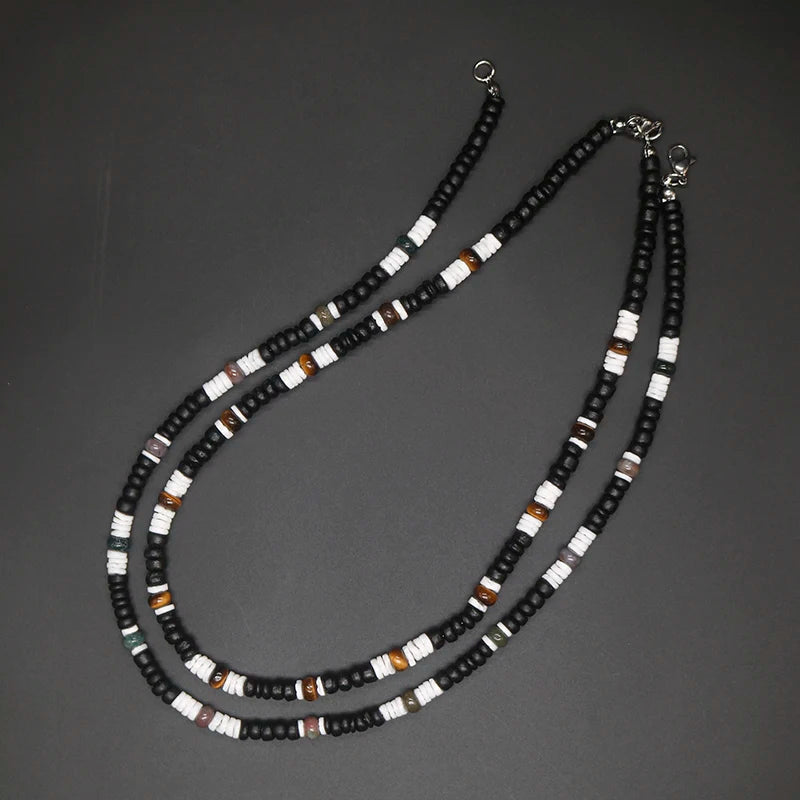 Tribal Coconut Beads Necklace – Puka Shell Surfer Necklace for Men