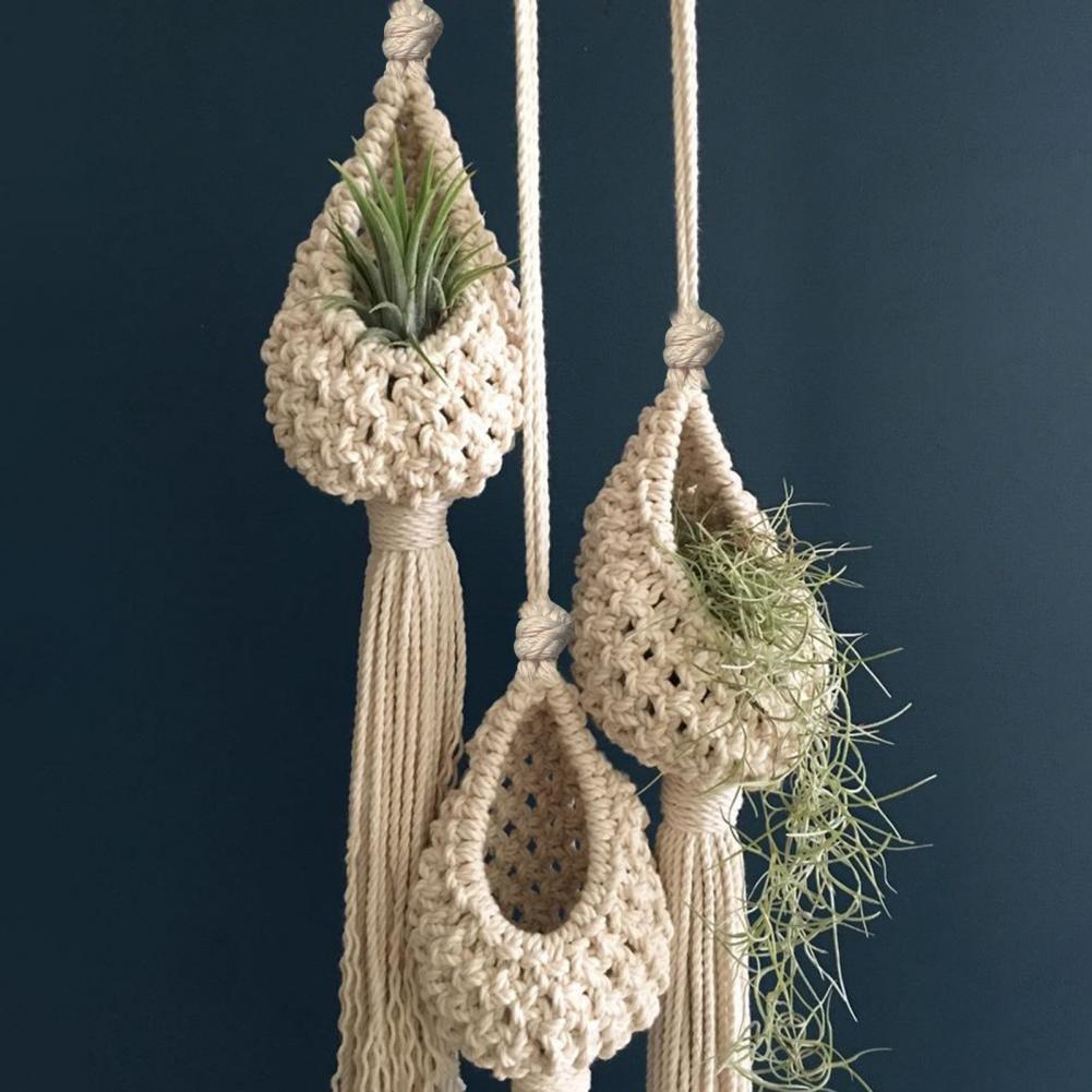 Pineapple-Shaped Cotton Macrame Hanging Basket – Mini Planter for Indoor & Outdoor Decor