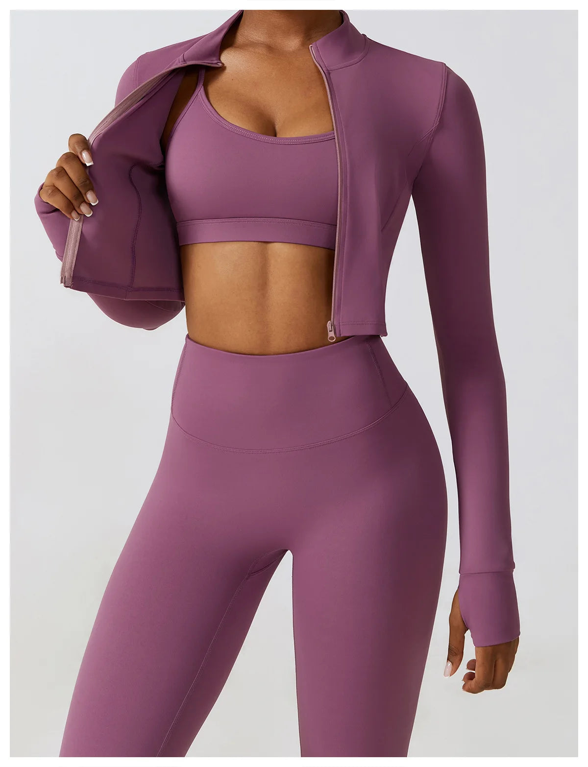 Women's Seamless Yoga Set – Workout Clothes with Sports Bra, Crop Top, and Leggings