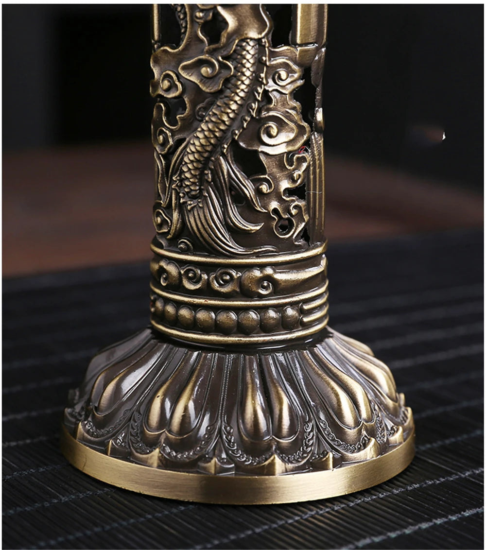 Archaize Vertical Incense Burner – Buddha Heart Sutra Dragon Phoenix Pillar