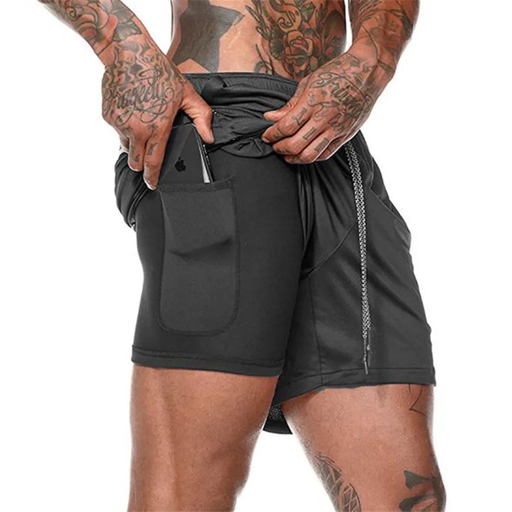 Men’s 2-in-1 Quick Dry Running Shorts – Gym Fitness, Basketball, Tennis, Training Casual Summer Shorts