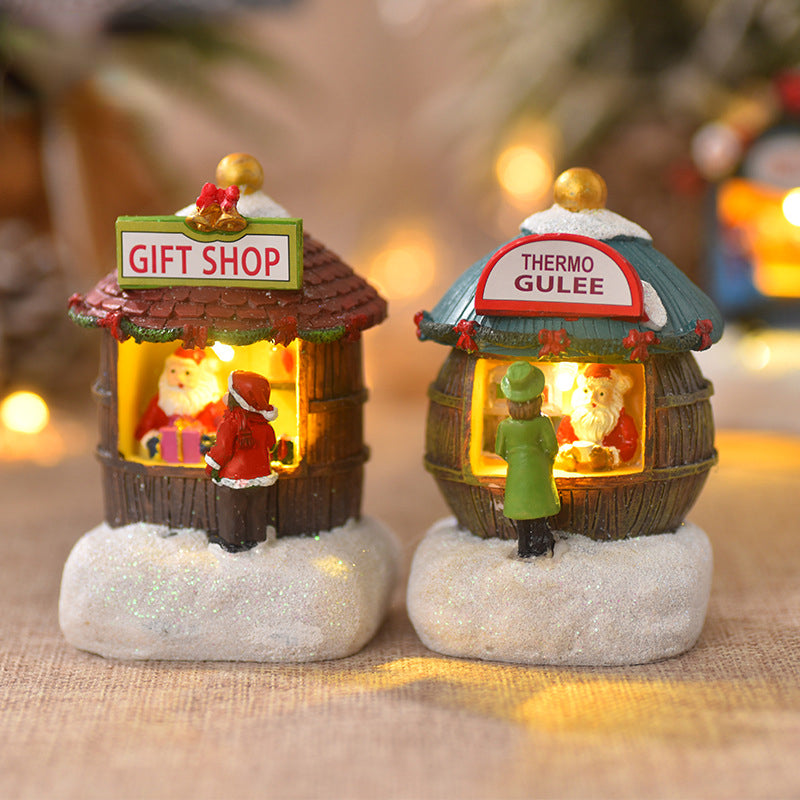 Christmas Village Resin Crafts – Luminous Music House with LED Lights for 2024 Holiday Decor