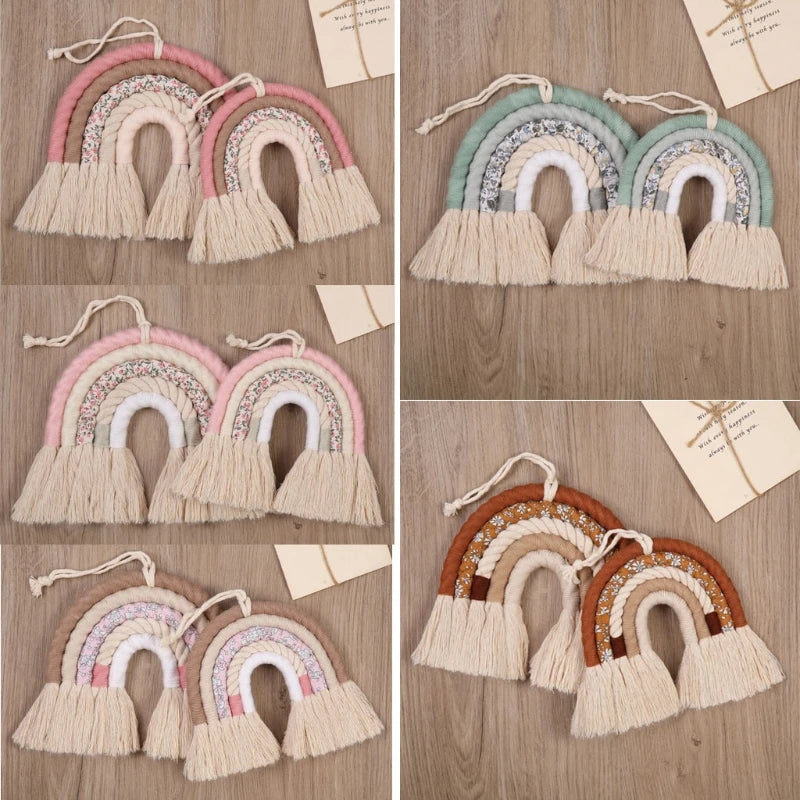 Lines Macrame Rainbow Hanging Ornament – DIY Rope Handmade Woven Wall Decor for Nursery & Kids’ Room