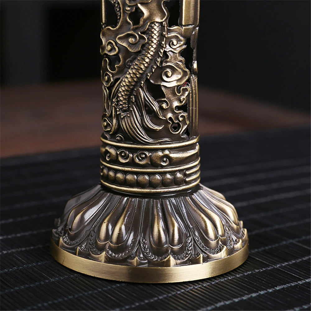 Archaize Vertical Incense Burner – Buddha Heart Sutra Dragon Phoenix Pillar