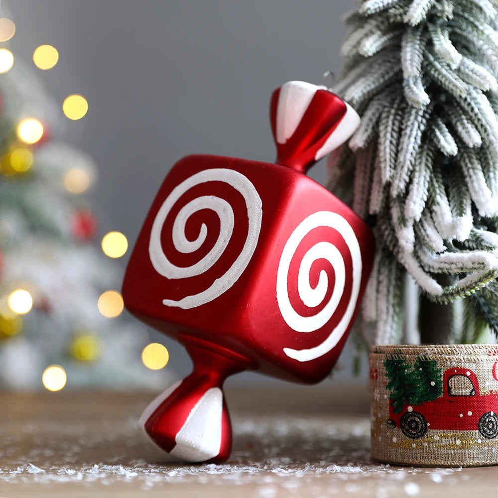 Big Size Candy-Shaped Christmas Ornaments – Hanging Candy Canes & Lollipop Tree Balls for Festive Decor