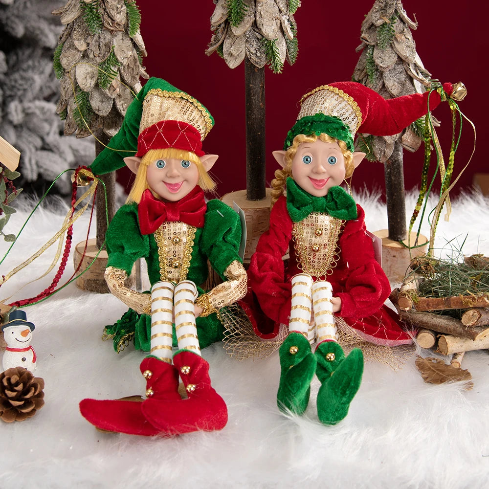 Bendable Christmas Elf Dolls – 50cm/19.6in Magical Holiday Ornaments (2 PCS Set)