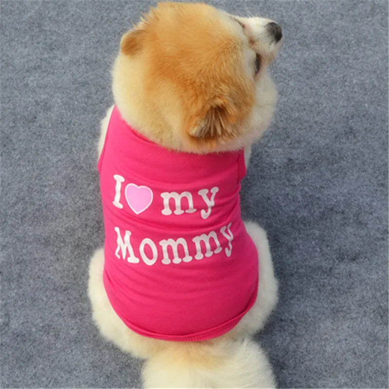 "I Love My Mommy/ I Love My Daddy" Dog Vest – Spring Pet Shirt for Small Dogs & Cats