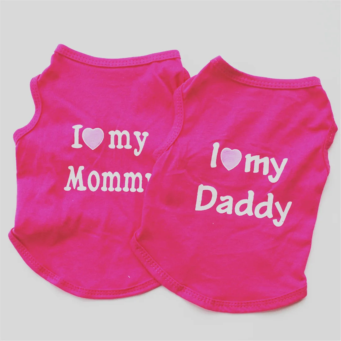 "I Love My Mommy/ I Love My Daddy" Dog Vest – Spring Pet Shirt for Small Dogs & Cats