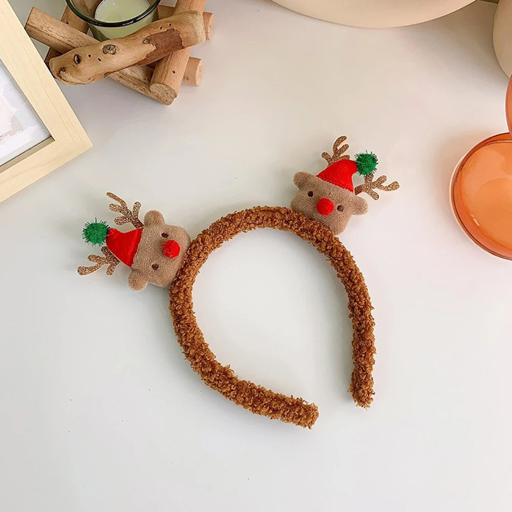 Cute Plush Elk Hair Hoop – Christmas Deer Antlers Headband for Women’s Holiday Dress Up